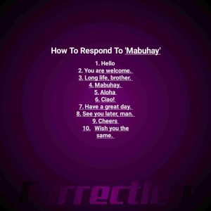 Ways To Respond To "Mabuhay"